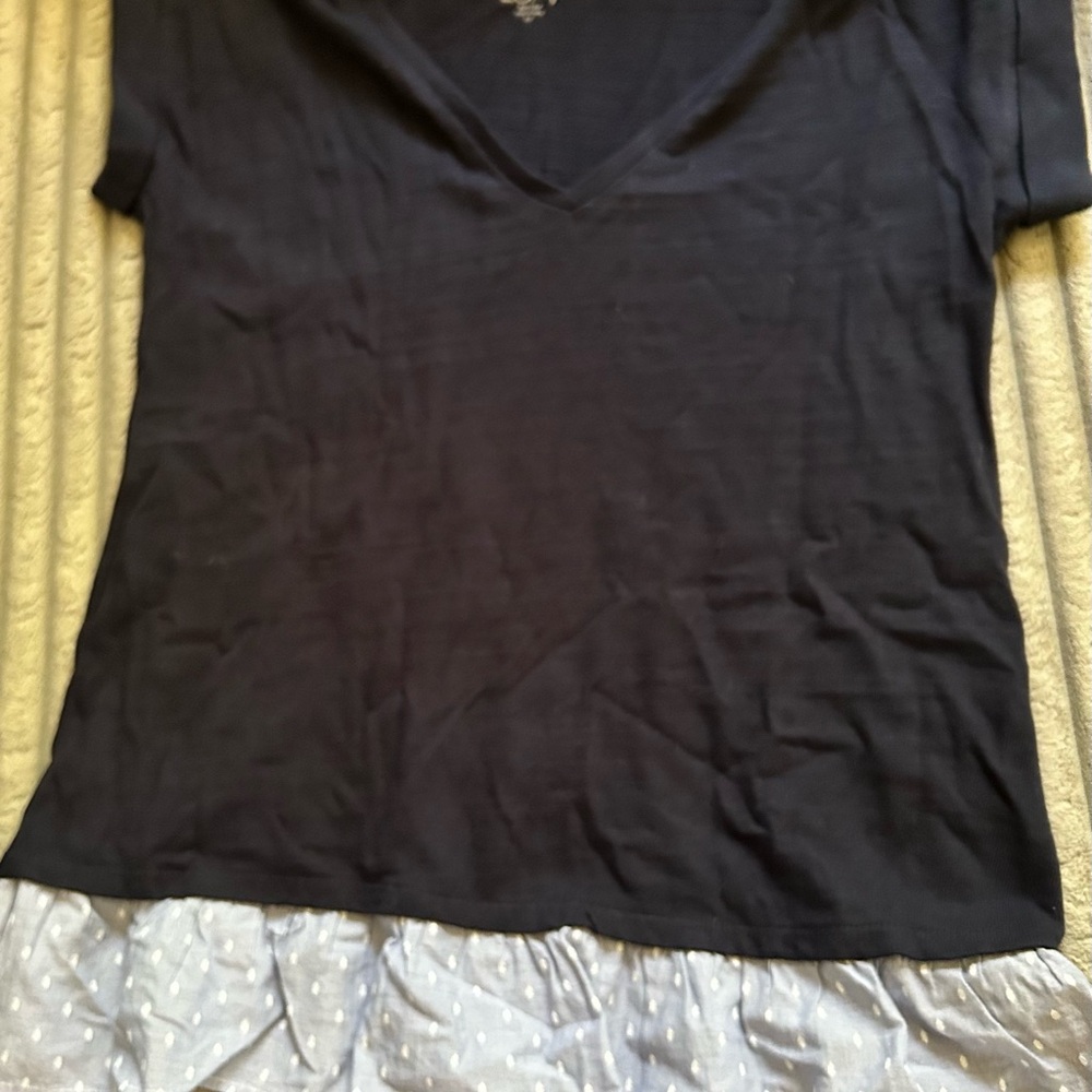 LOFT Navy V-Neck Short Sleeve Top